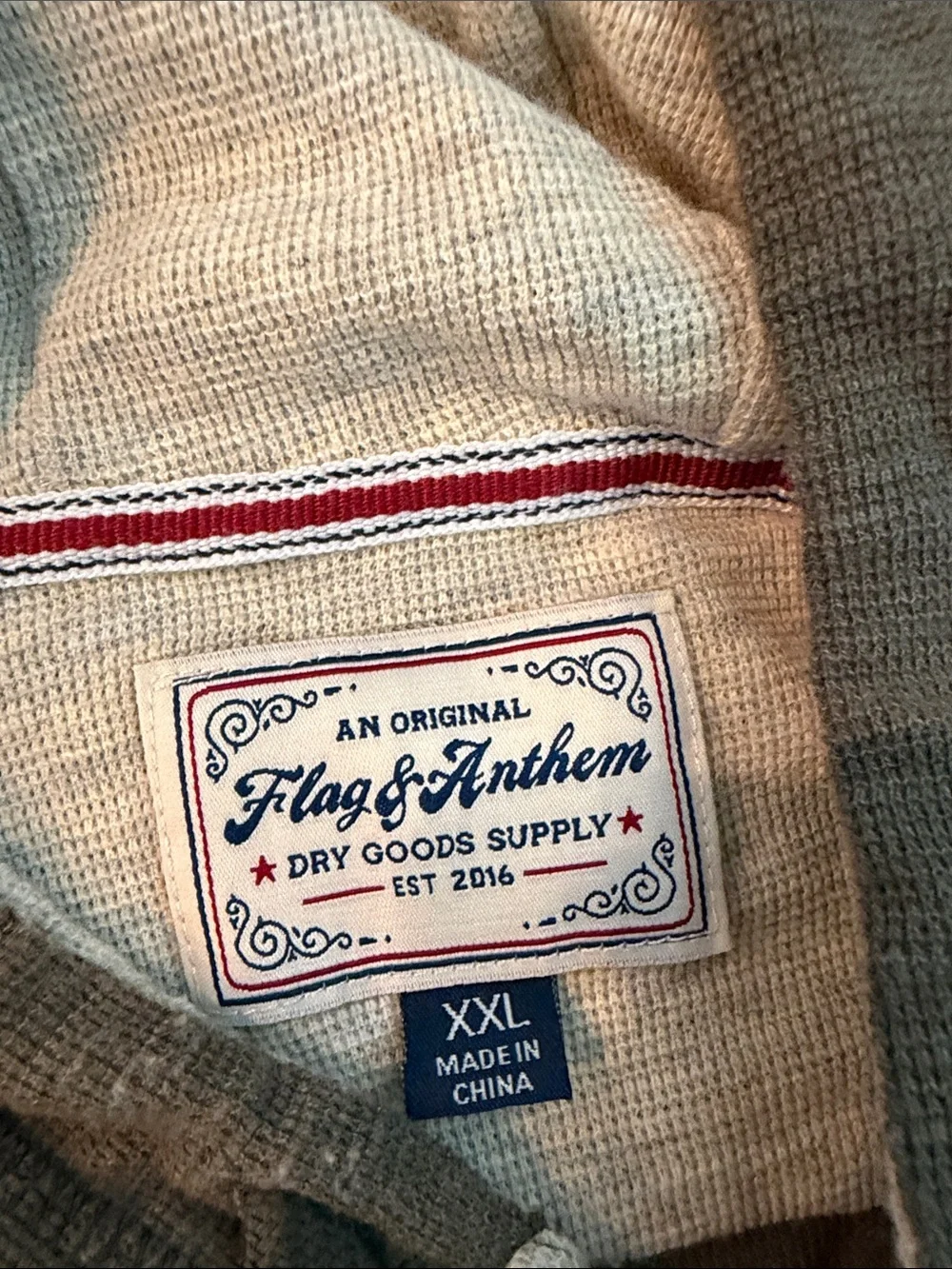 2 Men's Cream & Green Henley Sweater